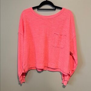 Aerie Coral Knit Crop sweater Top size medium